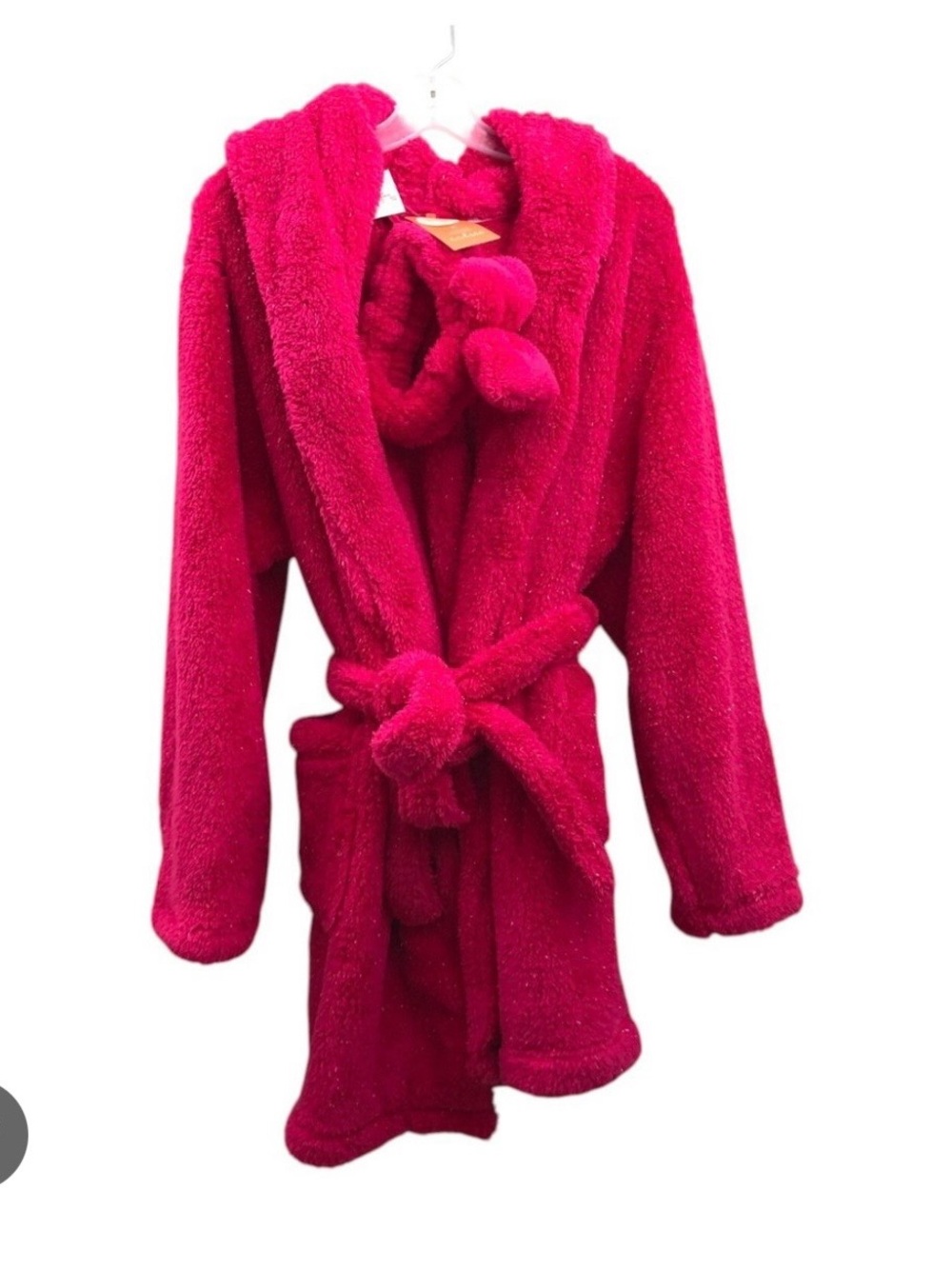 Plush Hooded Robe with headband - Hot Pink